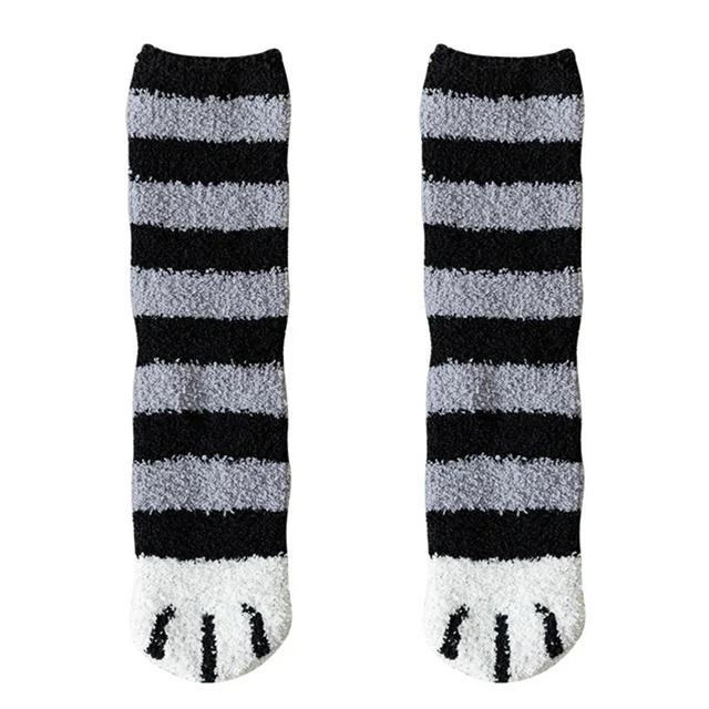 Плюшевые Зимние Смешные Милые Стильные Животные Кошачьи Лапки Мультяшный Узор Женские Хлопковые Носки Супермягкие для Женских Домашних Сна Пола Носки