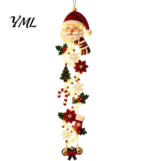 Custom Yarn Craft Ornament Glowing Christmas Door Hanger, Crochet Spiral with LED Lights, Snowman Santa Reindeer Entryway Festive Decor Angel
