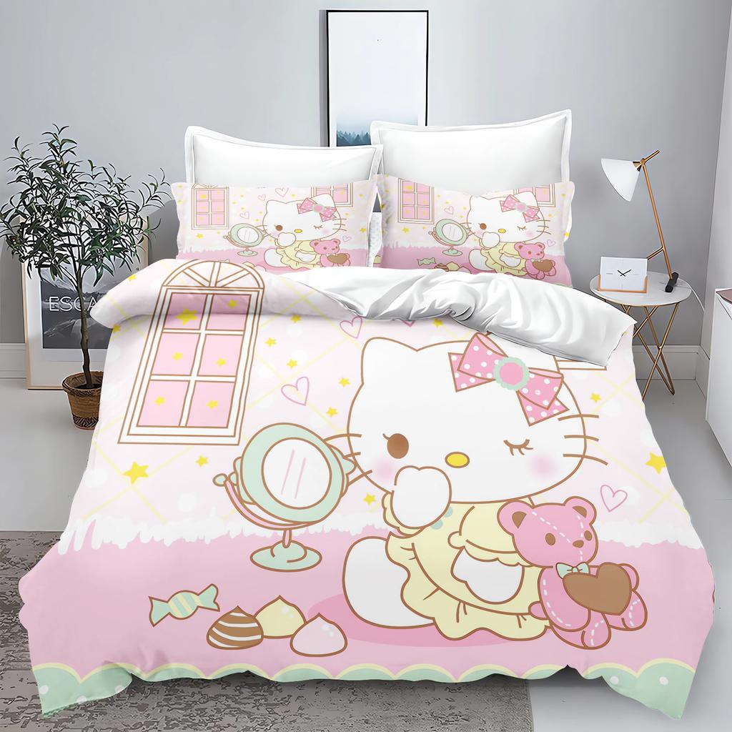 Sanrio Hello Kitty Melody Bedding Sets Comforter Cover Bed Cover Duvet Cover Pillow Case 2-3 Pieces Sets Bedroom Decor