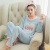 1 комплект, весенне-осенние женские милые пижамы, мягкая плюшевая теплая ночная рубашка, топ + нижние штаны, женские теплые фланелевые пижамы