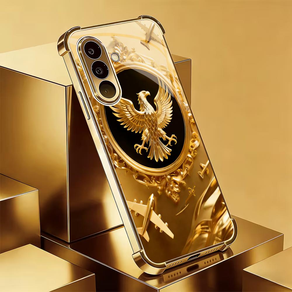 Стеклянный чехол для телефона с дизайном орла, подходит для Samsung Galaxy S26 S25 S24 S23 S22 S20 FE/Ultra/Plus, защита от падения по углам