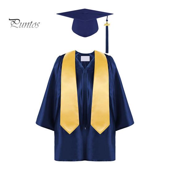 3 шт./комплект, детская выпускная форма для детского сада с кисточкой, шапочкой и шалью, V-образным вырезом, длиной до икры, длинными рукавами, застежкой-молнией, начальный выпускной халат