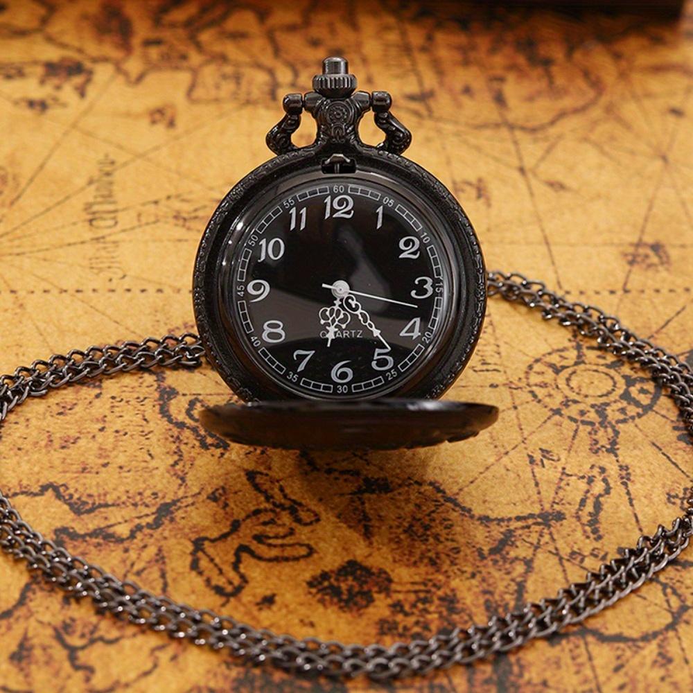 2 шт./комплект, мужские карманные часы, антикварные карманные часы «Gandpa», винтажные кварцевые панк-часы с подвеской на ожерелье, сплав, подарки для коллекционных произведений искусства.
