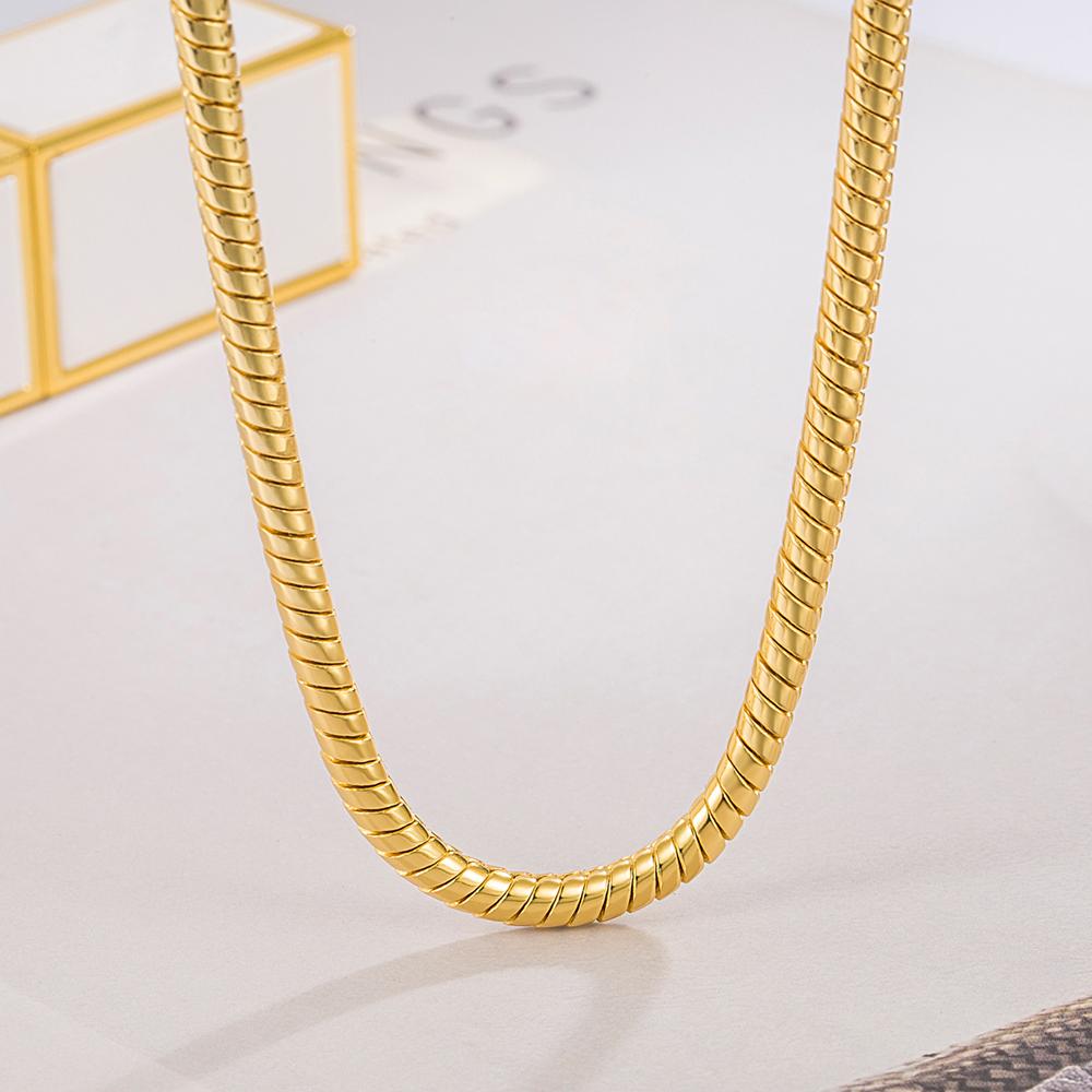Punk Hip-hop 925 Sterling Silver Necklace Snake Link Chain Necklace for Men Women Silver Gold Color Chain Male Jewelry Gifts