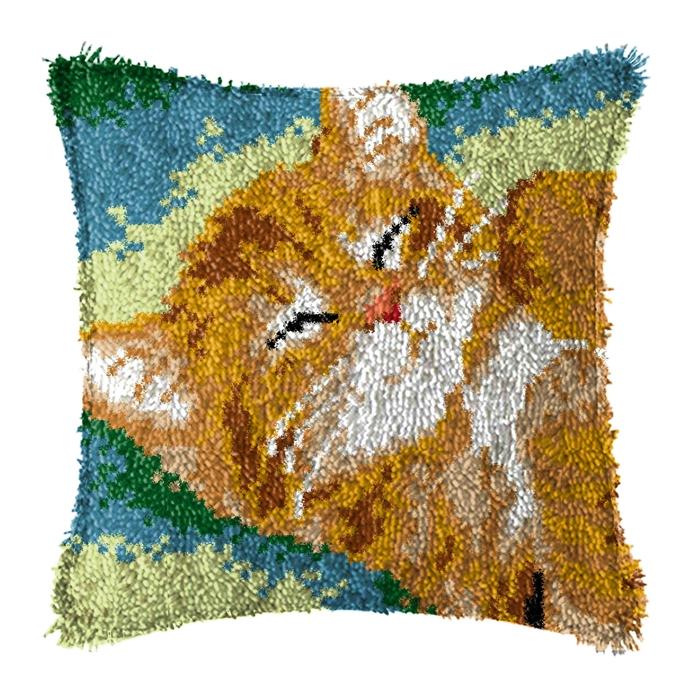 Cute Animal Latch Hook Rug Kits Pillows Smyrna Package Carpet Cat Embroidery Latch Hook Kit Diy Cross Stitch Pillow Knooppakket