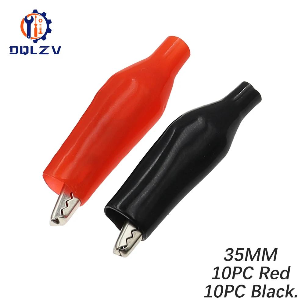 20PCS 28MM 35MM 45MM Metal Alligator Clip Crocodile Electrical Clamp Testing Probe Meter Black Red Plastic DIY Car Auto Battery