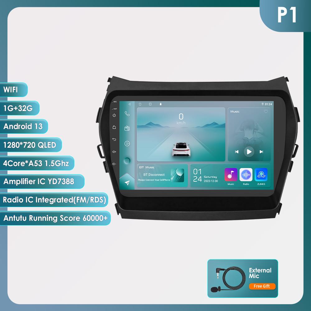 OSSURET Carplay 4G LTE 2 Din Android 12 автомобильный радиоприемник мультимедиа видеоплеер для Hyundai Santa Fe 3 2013-2017 IX45 навигация интеллектуальная RDS GPS стерео