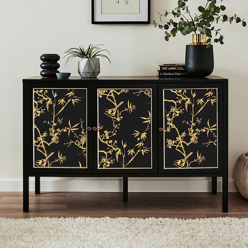 Retro Black Leaf Wallpaper Self-adhesive Waterproof Wallpapers Modern Peel and Stick Furniture Stickers Bedroom Home Decoration