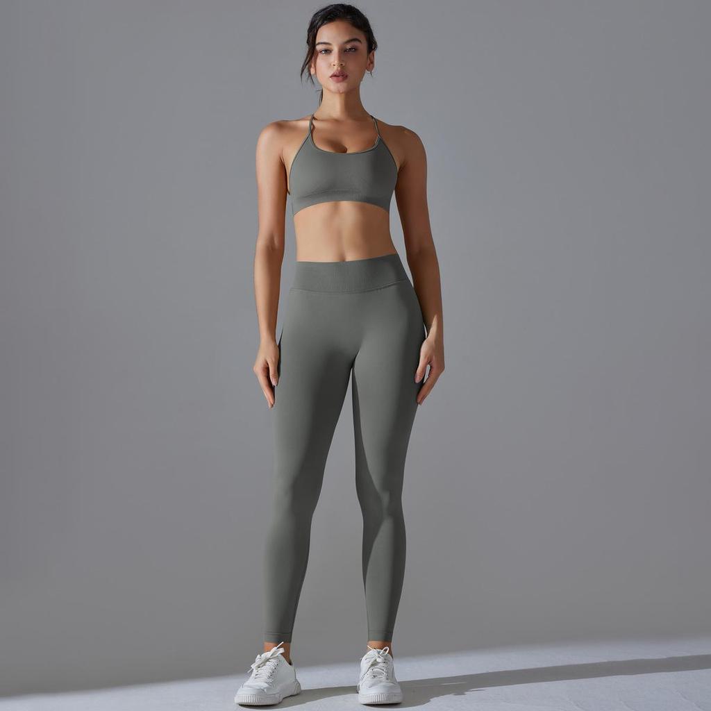 Nessaj Одежда для бега и тренировок, женская бесшовная спортивная одежда, леггинсы с высокой талией, бюстгальтер с перекрестными бретелями, комплект для йоги