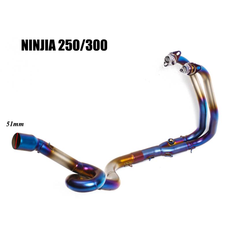 Slip On For Kawasaki Ninja 250/300 Z250/300 2012 - 2017 Motorcycle Exhaust 51MM Stainless Front Link Pipe Escape Moto Muffler