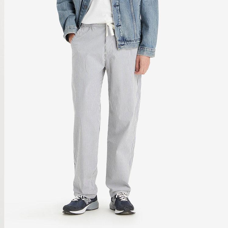 Levis Цветной блок в полоску Удобные брюки прямого кроя Повседневные мужские брюки Синий Белый A7362-0003