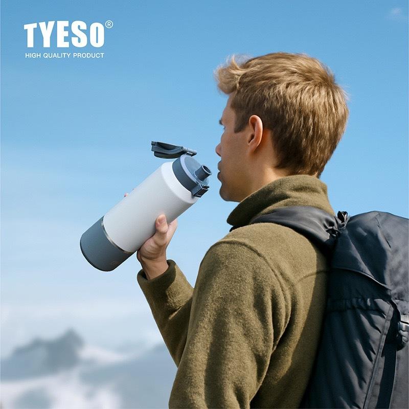 Tyeso 1500ML Large Capacity Vacuum Flasks Water Bottle Travel Mug with Handle Leak-Proof Lid for Outdoor Sports Hiking Drinkware