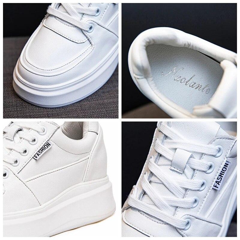 Fujin/5 см из вулканизированной натуральной кожи, устойчивые кроссовки на платформе, массивные ботинки, женская весенне-осенняя повседневная обувь