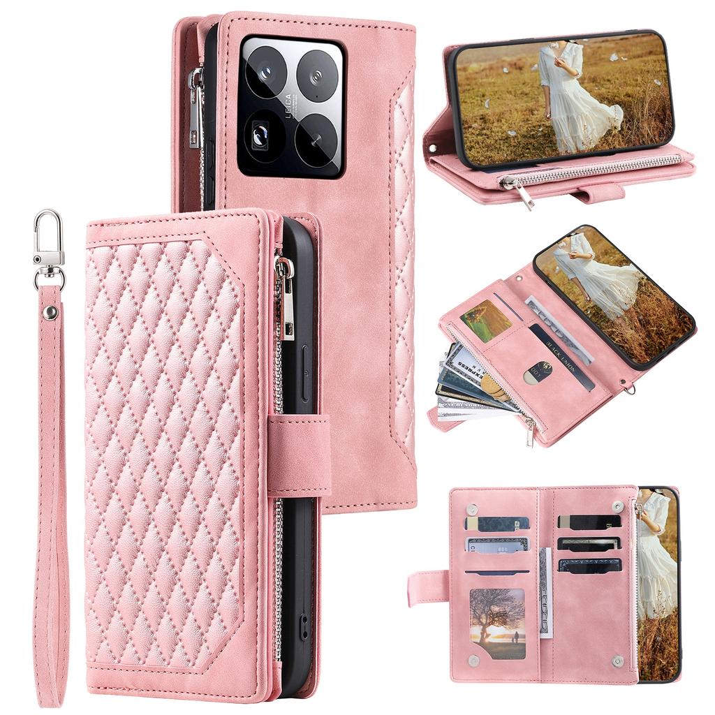 Style 005 For Xiaomi 15 Pro Wallet Case Rhombus Stitching Line PU Leather Phone Cover