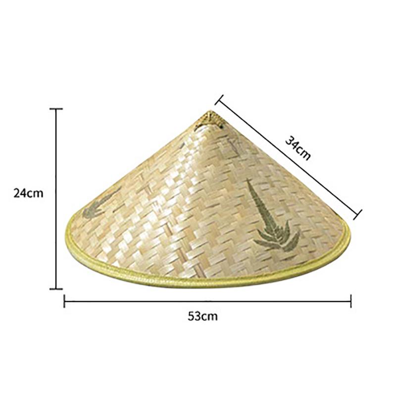 1Pc Chinese Retro Bamboo Rattan Fisherman Hat Handmade Weave Straw Bucket Hat Tourism Rain Dance Props Cone Fishing Sunshade Hat