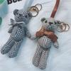 Charming Plaid Bear Keychain - Cute Cartoon Doll Pendant for Bags and Gifts
