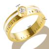 18K Gold-Plated Diamond Women's Stainless Steel Ring In Luxury European and American Style