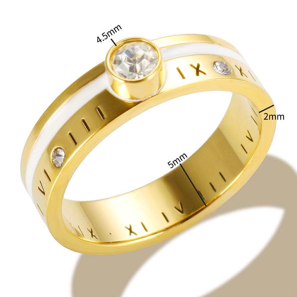 18K Gold-Plated Diamond Women's Stainless Steel Ring In Luxury European and American Style