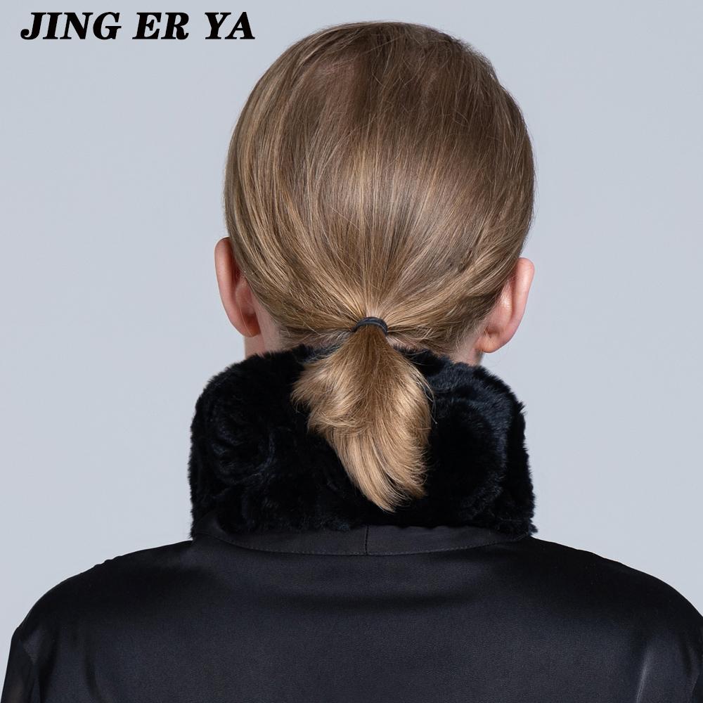 JINGERYA женский натуральный мех ручной работы эластичный меховой шарф вязать из натурального меха кролика рекс повязки на голову для девочек натуральный мех кольцо капюшон снуд шарфы зимние