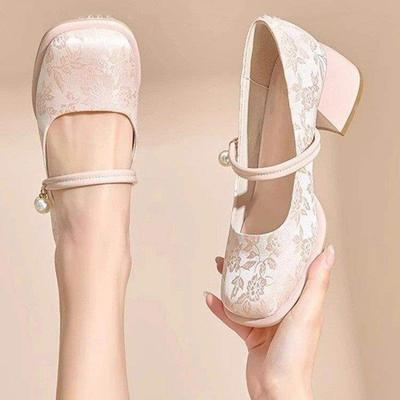 Китайские туфли Мэри Джейн женские 2025 весна и осень новые национальный стиль ретро туфли ципао с платьем на толстом каблуке и высоком каблуке