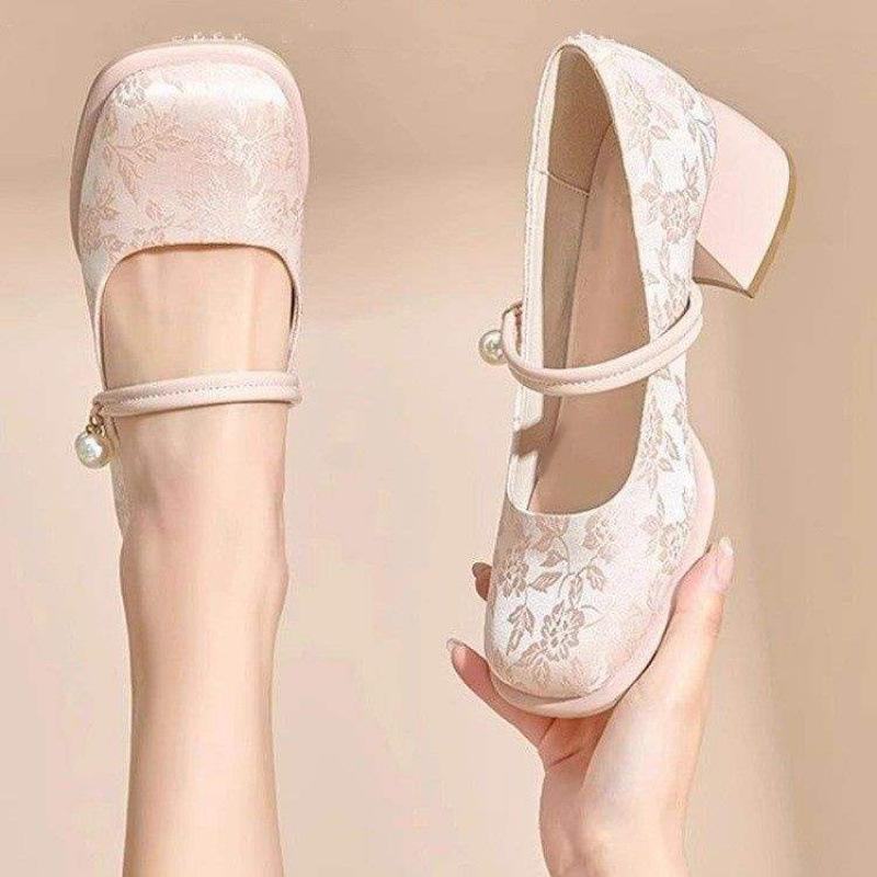 Китайские туфли Мэри Джейн женские 2025 весна и осень новые национальный стиль ретро туфли ципао с платьем на толстом каблуке и высоком каблуке