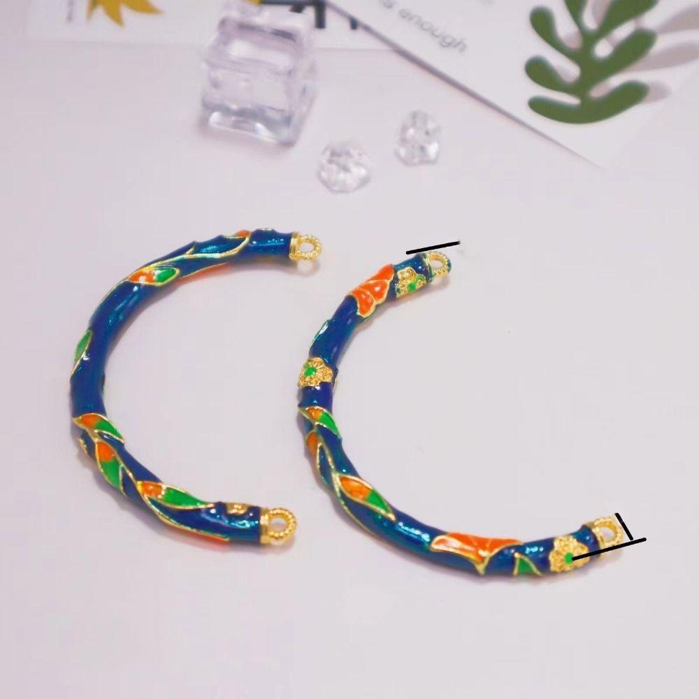 Enamel Peony Filigree Flower Bangle Bent Half Bracelet Women's Hand Bracelet  Jewelry Gifts