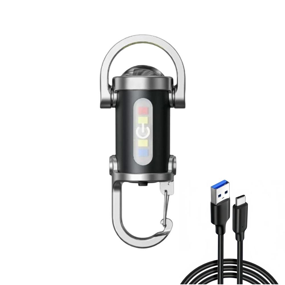Мини-фонарики-брелоки с красным и синим светом, портативные, с USB-зарядкой, рабочий свет, сверхяркий, кемпинговый фонарь, для поиска, пешего туризма