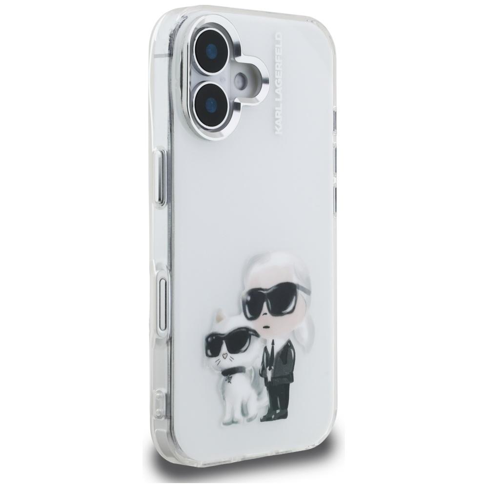 Karl Lagerfeld IML Aquarelle Karl & Choupette & Logo Case for iPhone 16 White
