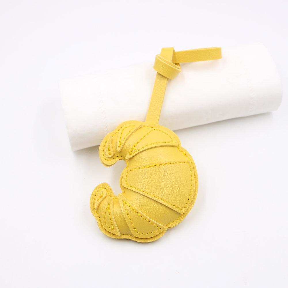Cartoon Croissant Keychain PU Leather Bag Pendant Lovely PU Leather Hanger Women