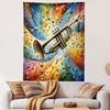 Colorful Trumpet with Musical Notes Explosion Patterned tapestry home decor, suitable for bedroom and living room, gift