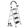 4 Step Ladder with Handrails Thick Steel Folding 4 Step Stool Portable Sturdy Steel Ladder for