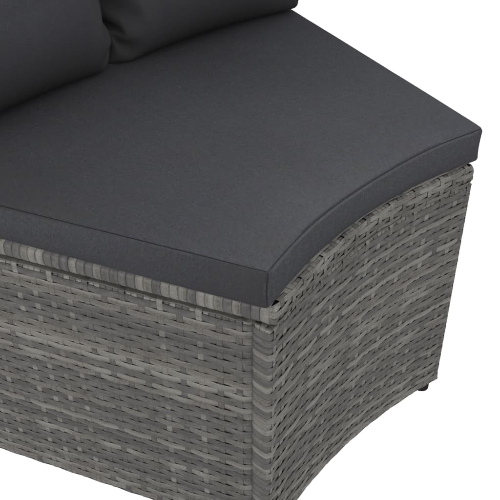 2 Piece Garden Sofa Set with Cushions Poly Rattan Gray