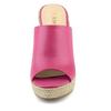 Allegra K Women's Platform Mules, Open Toe, Wedge Heel, Hot Pink, Size 23.5cm