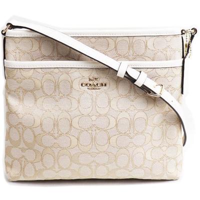 Coach Сумка через плечо F29960 Outline Signature Светло-хаки x Мел Женская #01 [Аутлет] [Товар]