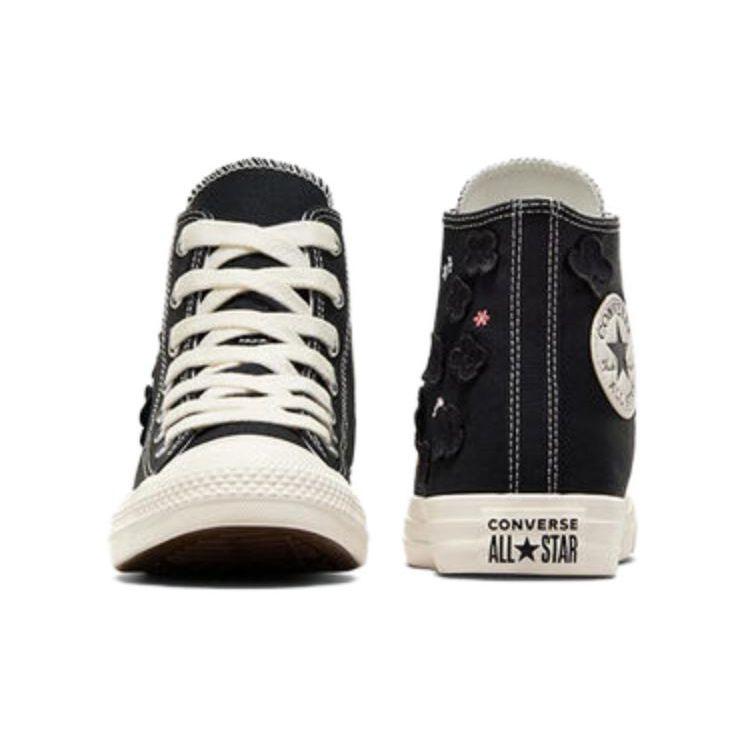 Converse Chuck Taylor All Star High 3D Flowers Women Sneakers Black Egret Purple A09101C