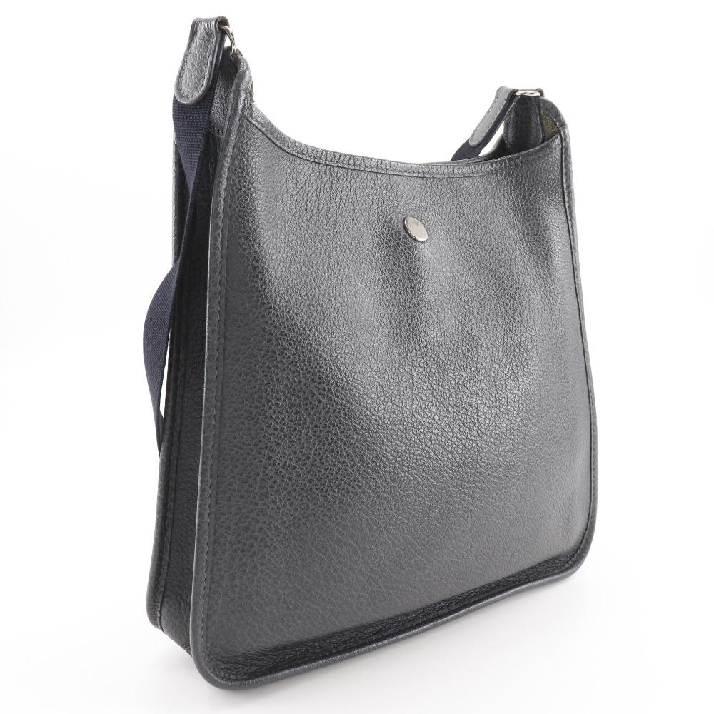 HERMES Vespa 28 Shoulder Bag gray/black leather Women Used