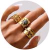 Vintage Micro-set Wide-sided Ring Set for Women, Personalized Punk Ins Hollow Open Ring Hand Jewelry