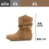 Blue Cabinet Edition~ Inner Height Increasing Retro Short Boots Women's 2025 Autumn and Winter Western Martin Boots Round Head Short Boken Stacking 
