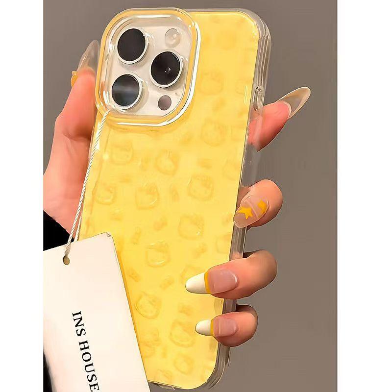 Молочно-желтый чехол KT Cat для iPhone 16 Pro Max, совместимый с Apple 14, противоударный для iPhone XR/X