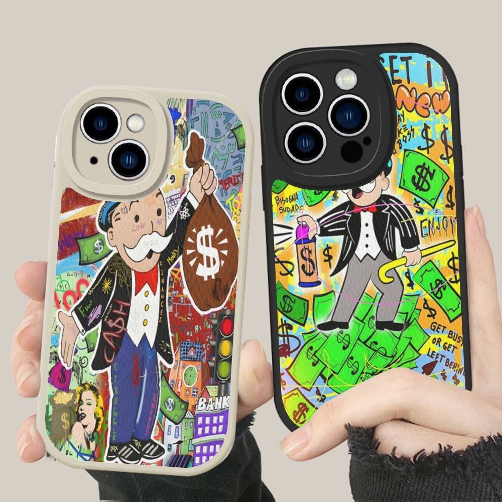 Cartoon Dollar Monopolys Phone Case Hard Leather For iPhone 16 15 14 13 12 Mini 11 14 Pro Max Xs X Xr 7 8 Plus Fundas