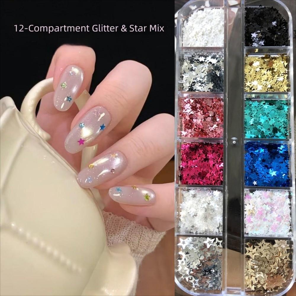 12Grids/Box Sparkling Flakes Nail Art Sequins Accessories Nail Decoration Nail Art Supplies