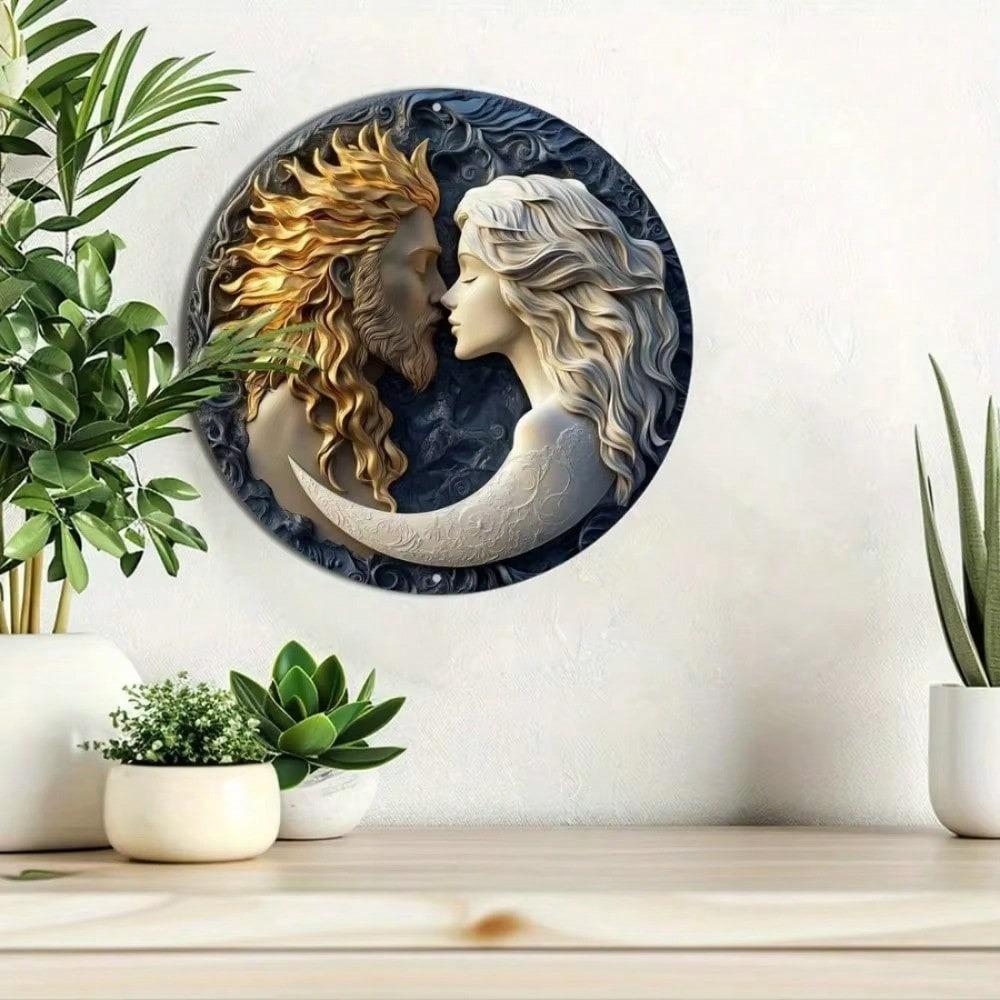 Vintage Sun Moon Retro Metal Wall Art Weatherproof Home Decor Kitchen Room Sign