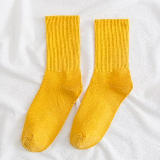 Women's Colorful Mid-Calf Cotton Socks - Korean-Style, Sweat-Absorbent, Odor-Resistant, Thin Slouch Socks for Spring and Autumn