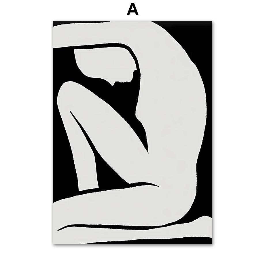 Абстрактная богемная линия, женская ваза с листьями, цветы, плакаты середины века, холст, картина, настенная живопись, печать, картина для гостиной, домашний декор