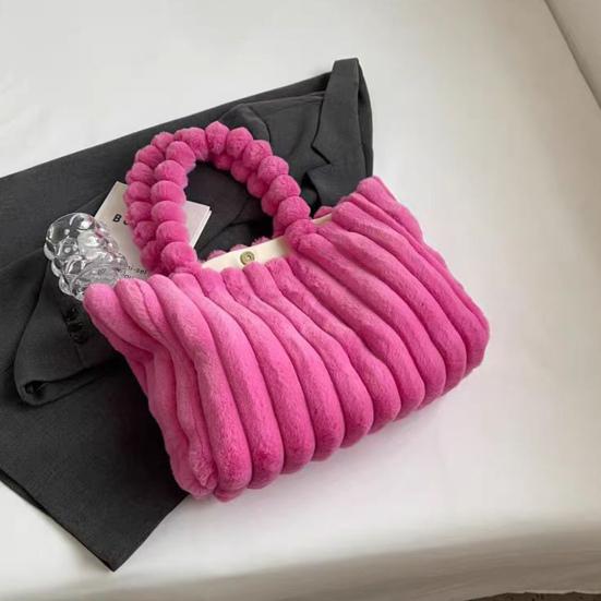 Плюшевая сумка через плечо женская пушистая сумка-тоут пушистая сумочка однотонная меховая сумочка