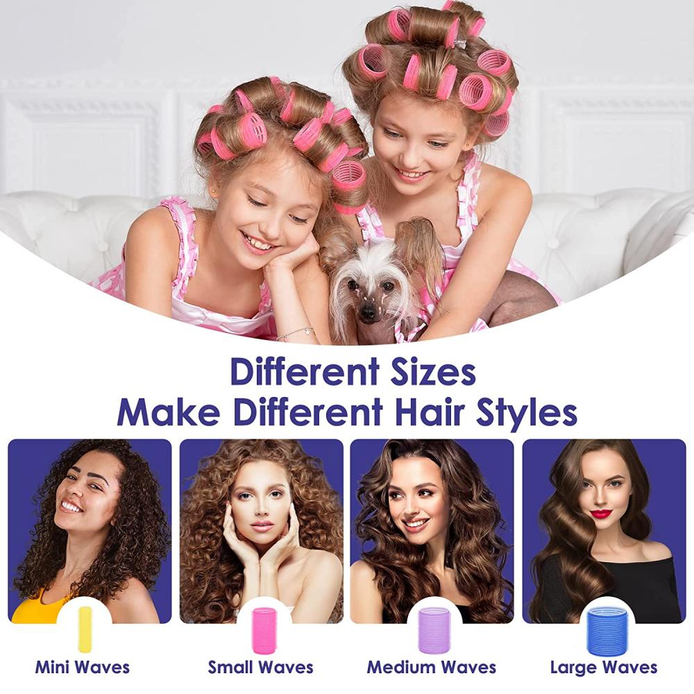 Self-Grip Hair Rollers Heatless Hair Curlers No Heat Hair Bang Volume Self-adhesive Hook & Loop DIY Styling Tool