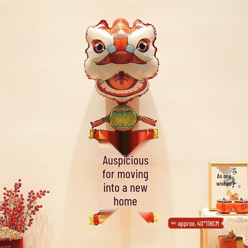 Lion Dance Balloon Decorations for Baby's Full Moon, First Birthday & Festive Photo Props