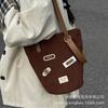 Corduroy bag women's large capacity 2025 new autumn and winter versatile shoulder messenger bag casual commuter bucket bag