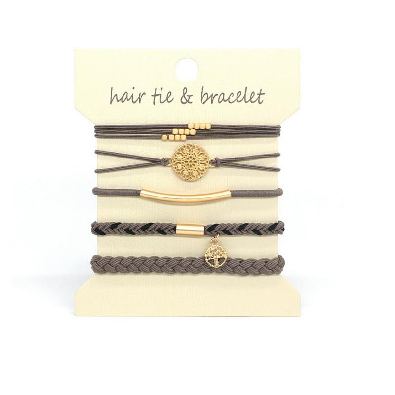 12 шт. Бохо браслет резинки для волос для женщин эластичные резинки для волос для девочек черный браслет веревка для волос держатель для хвостика повязки для волос