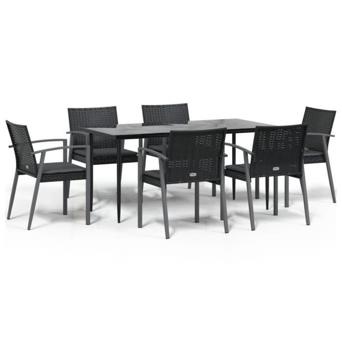 VidaXL Garden Dining Set 7 Pcs Cushions Wicker Steel 3186980